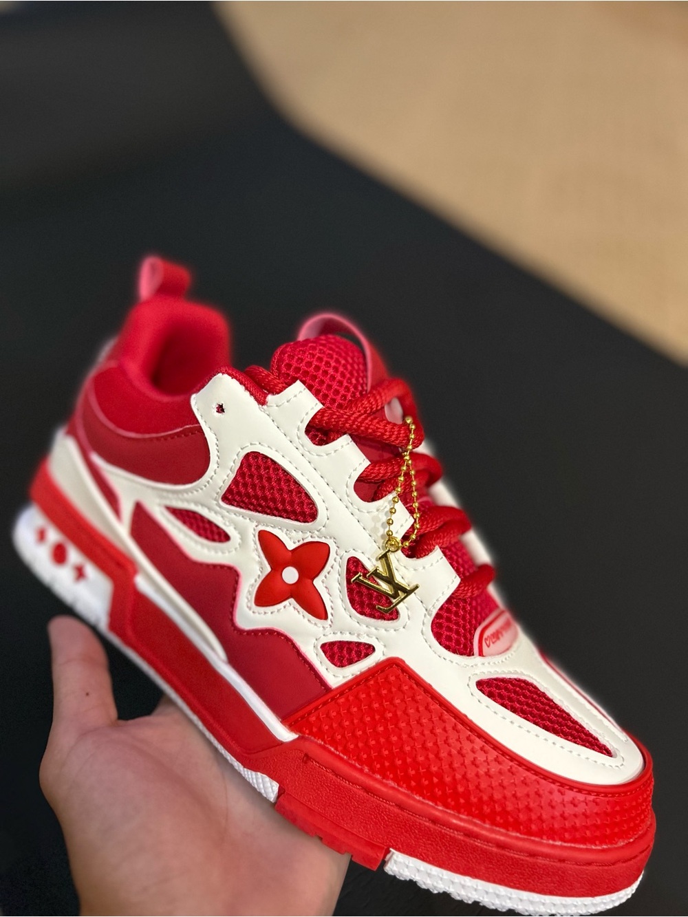 Louis Vuitton Red and White Kids Sneakers